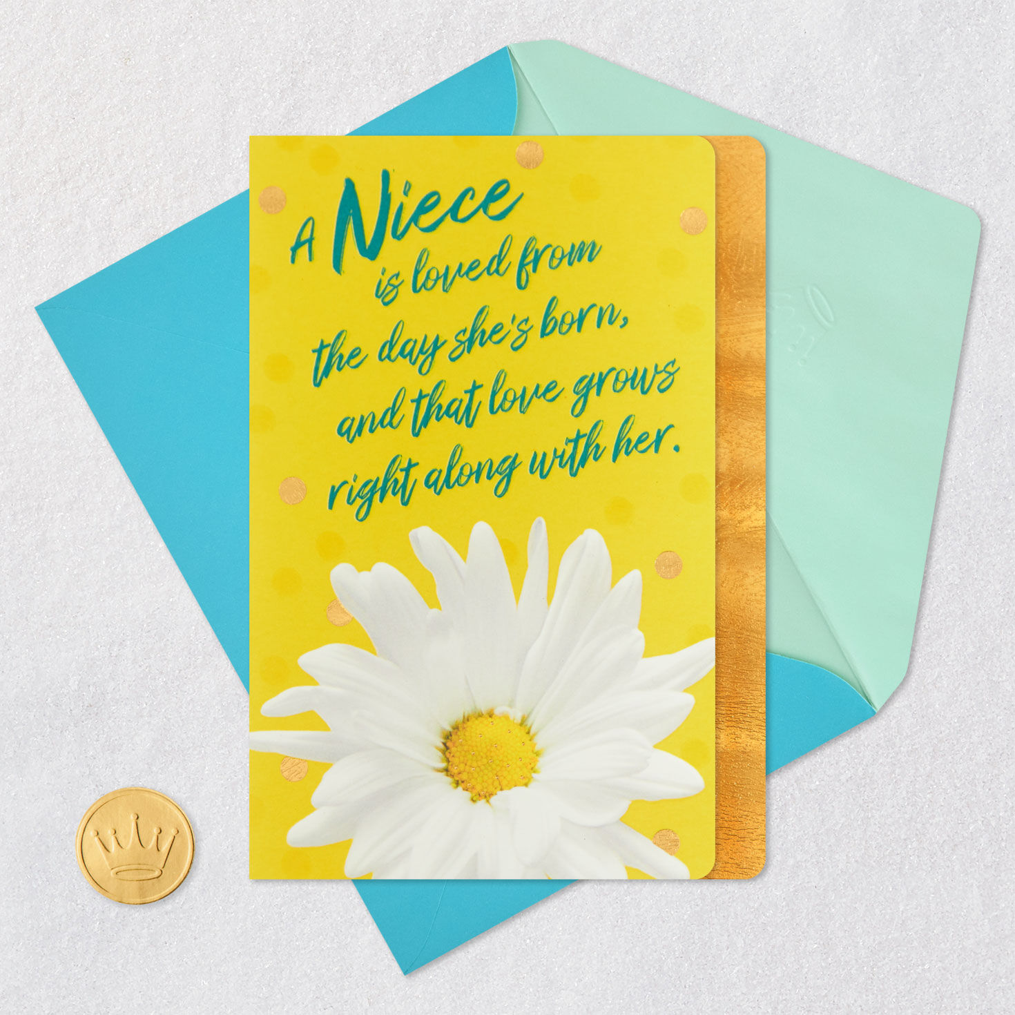 Yellow Birthday Card for Niece Card Front with Envelope and Gold Seal image number 6