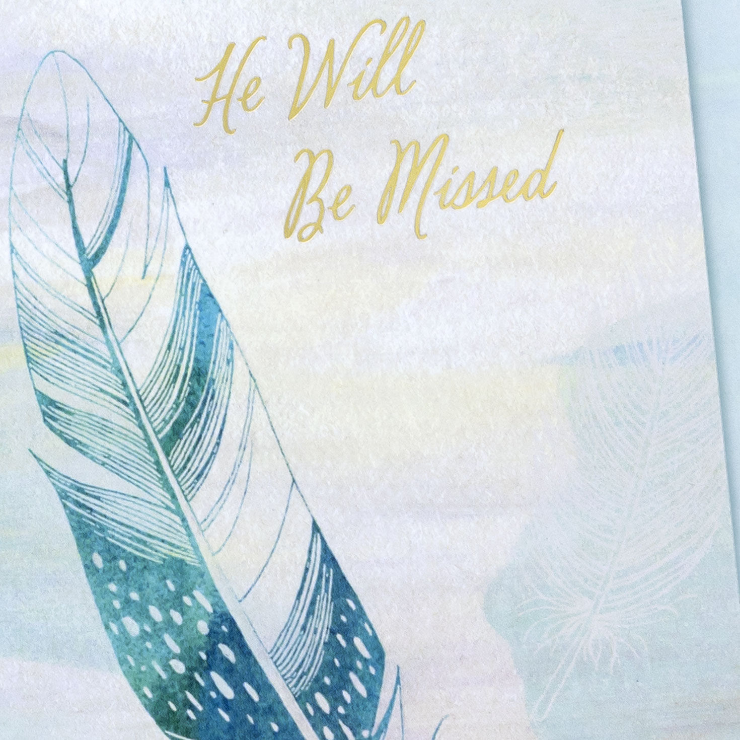 Blue Feather Sympathy Card for Him Card Front Detail image number 4