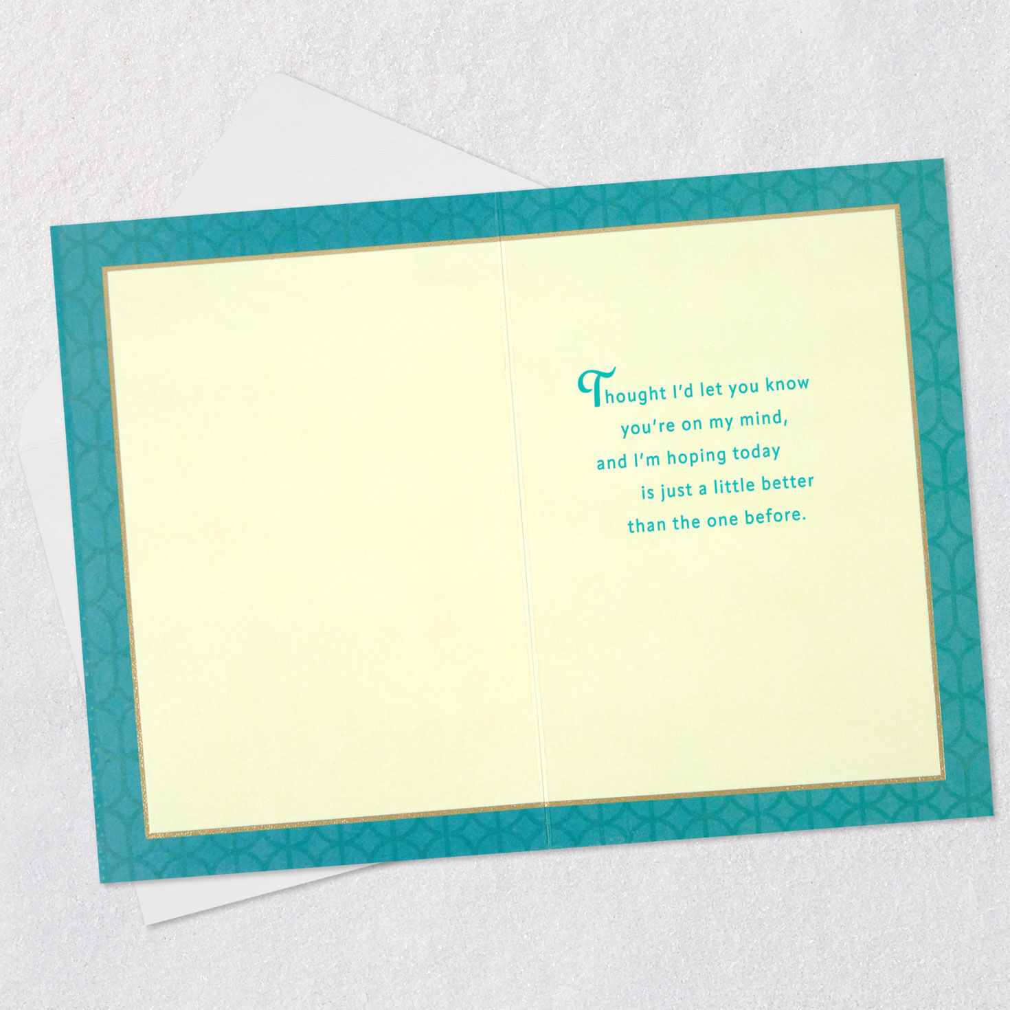 Gold and Blue Dandelion Encouragement Card Open card with envelope image number 3