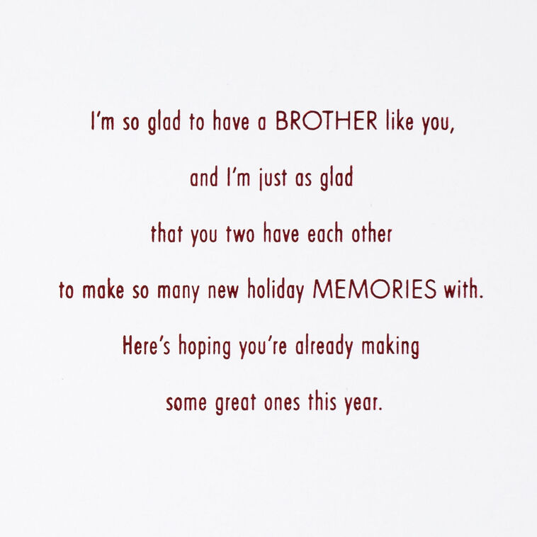 Couple in Snowy Woods Christmas Card for Brother and Partner Sentiment image number 2