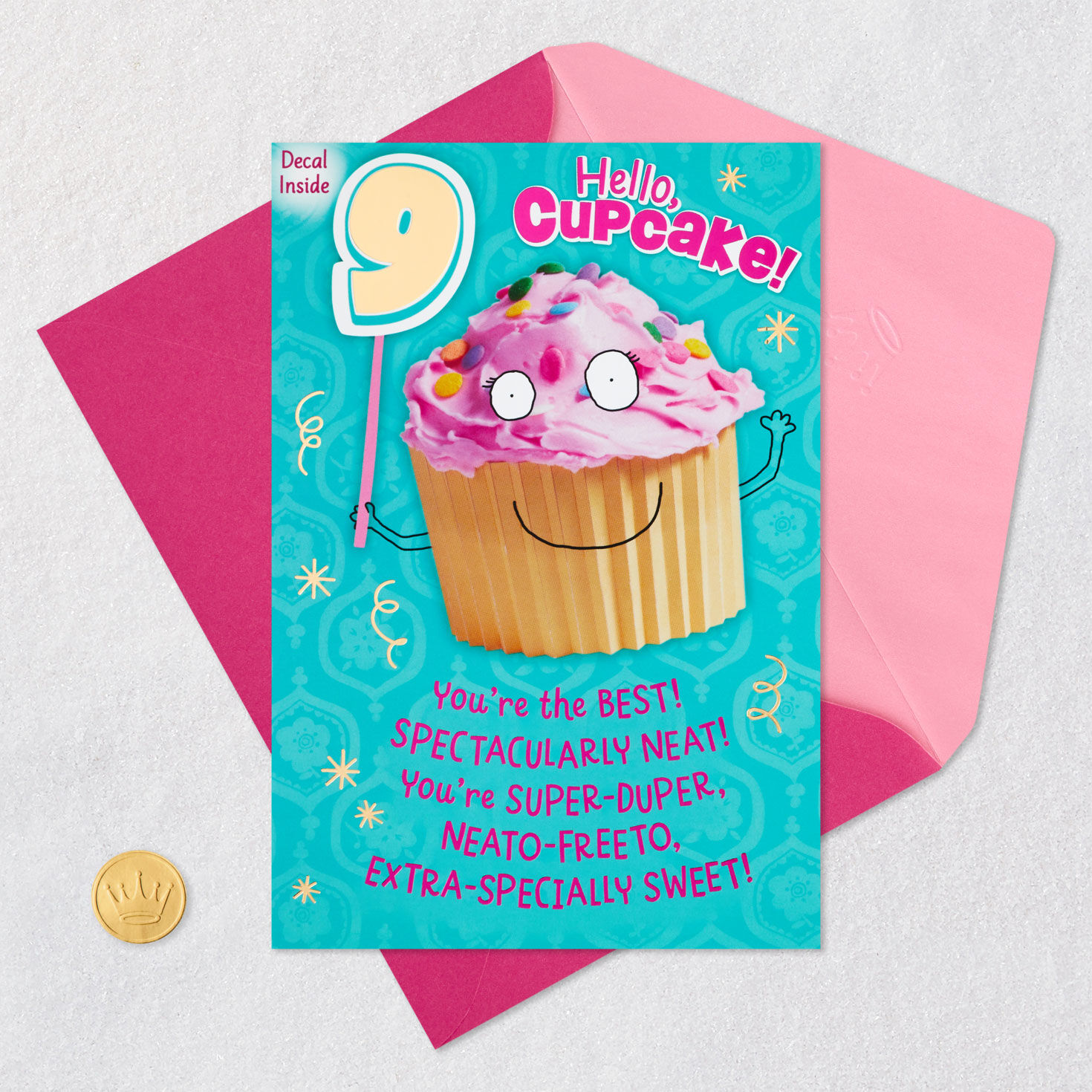 Hello, Cupcake 9th Birthday Card With Decal for only USD 4.99 | Hallmark