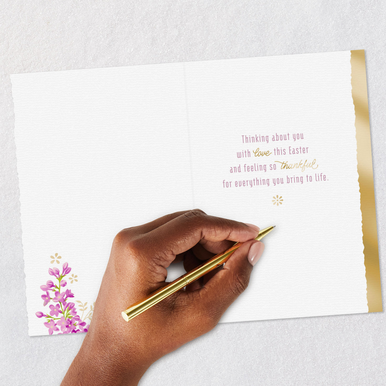 Gold Egg with Flowers Easter Card for Daughter Signing card image number 6