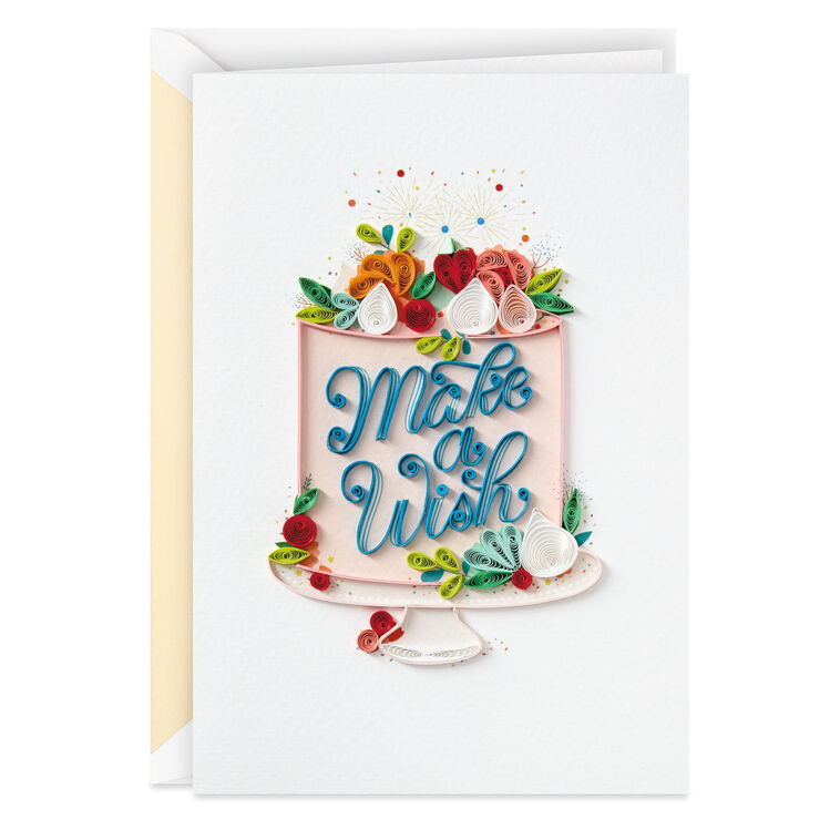 Make a Wish Quilled Paper Handmade Birthday Card