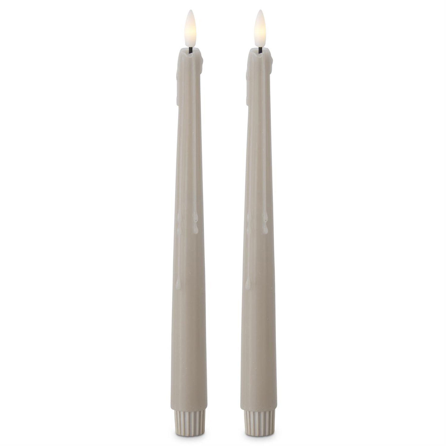 K&K Interiors 11.5-inch Taupe Drip LED Taper Candles, Set of 2