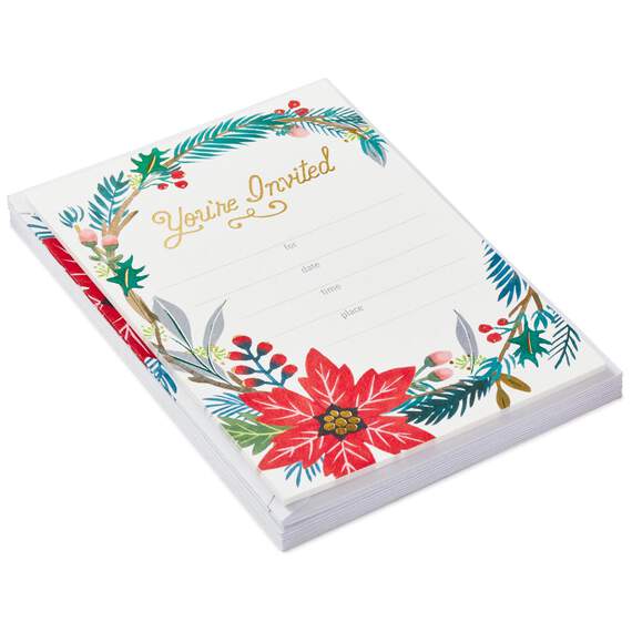 Winter Floral Holiday Party Invitations, Pack of 10, , large image number 2
