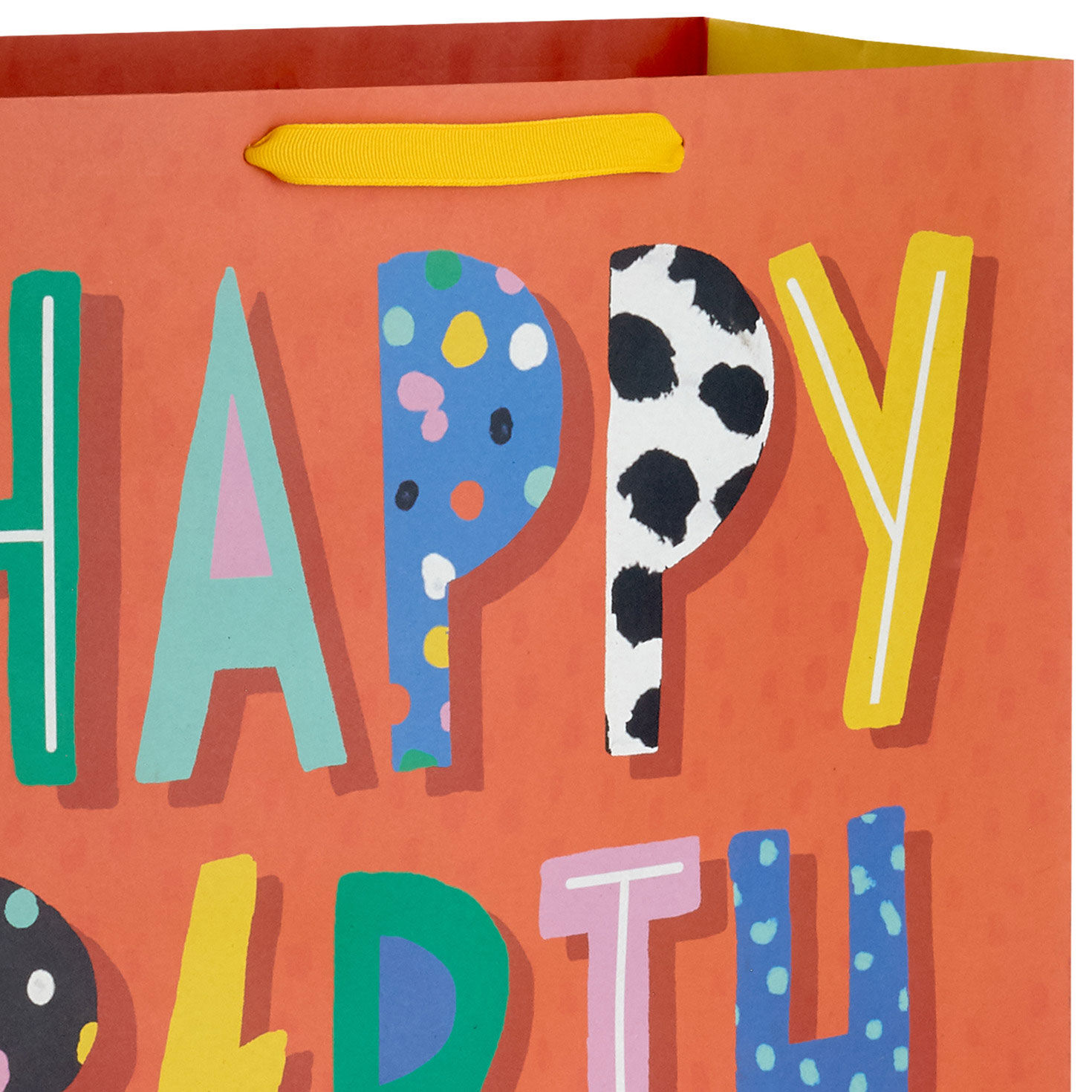 Patterned Birthday Wishes on Red Jumbo Gift Bag handle detail image number 4