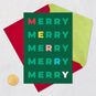 Rows of Merry on Green Christmas Card Card Front with Envelope and Gold Seal image number 5