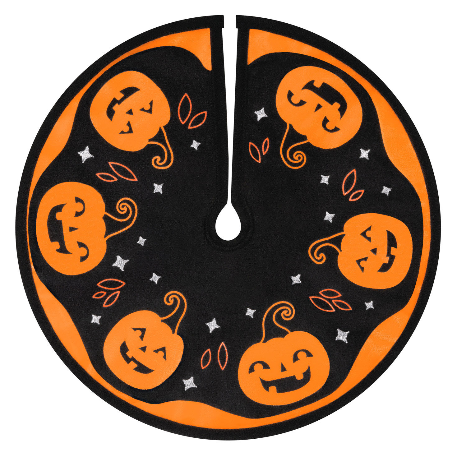 Black and Orange Pumpkins Keepsake Tree Skirt front image number 1