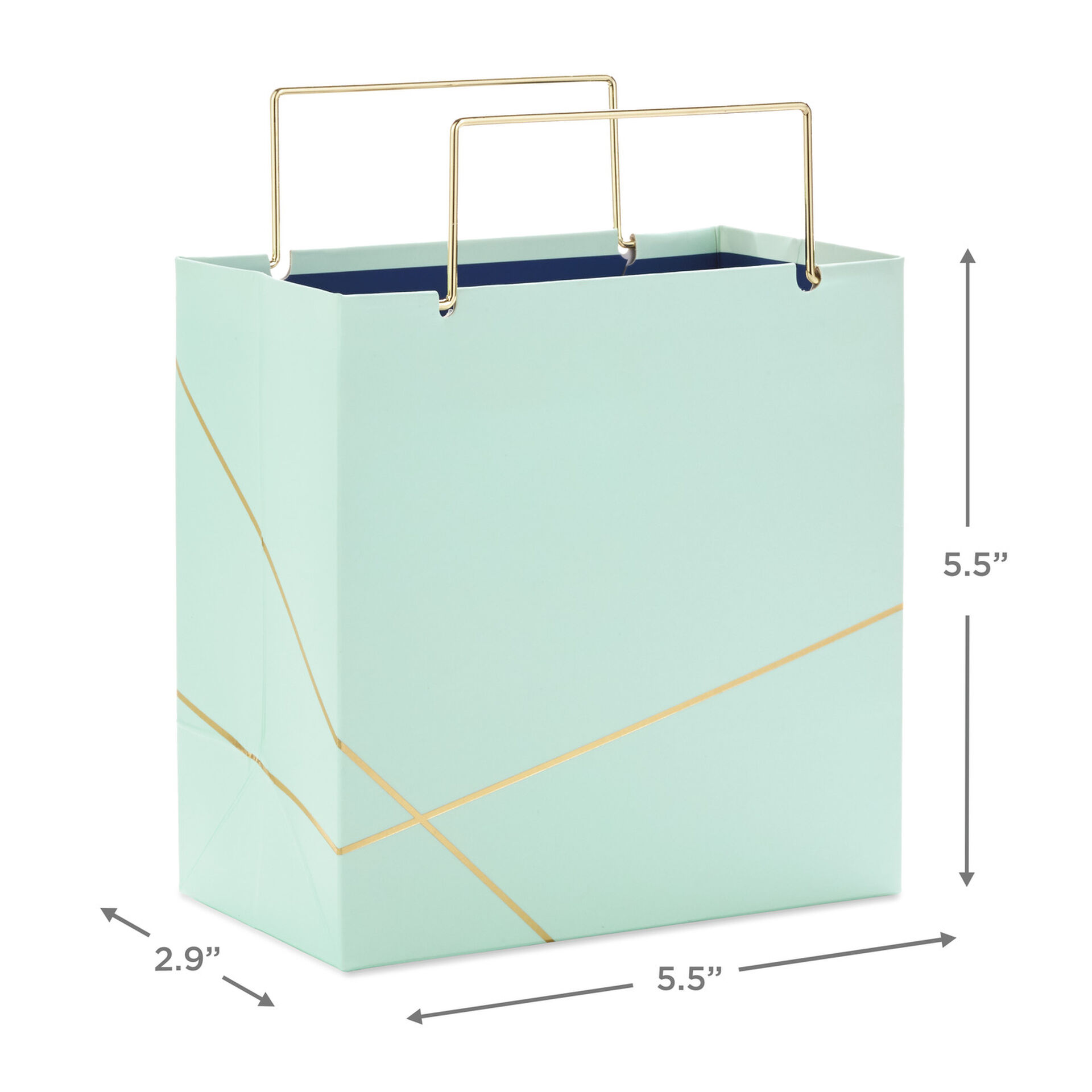 5.5" Mint Green With Gold Small Square Gift Bag Gift Bags Hallmark