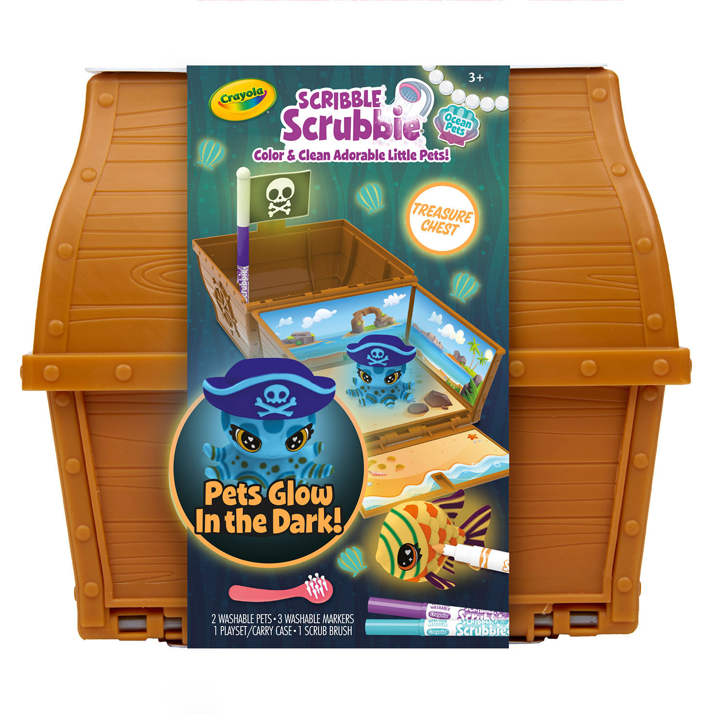 Crayola Scribble Scrubbie Glow Treasure Chest With 2 Ocean Pets, , large image number 4