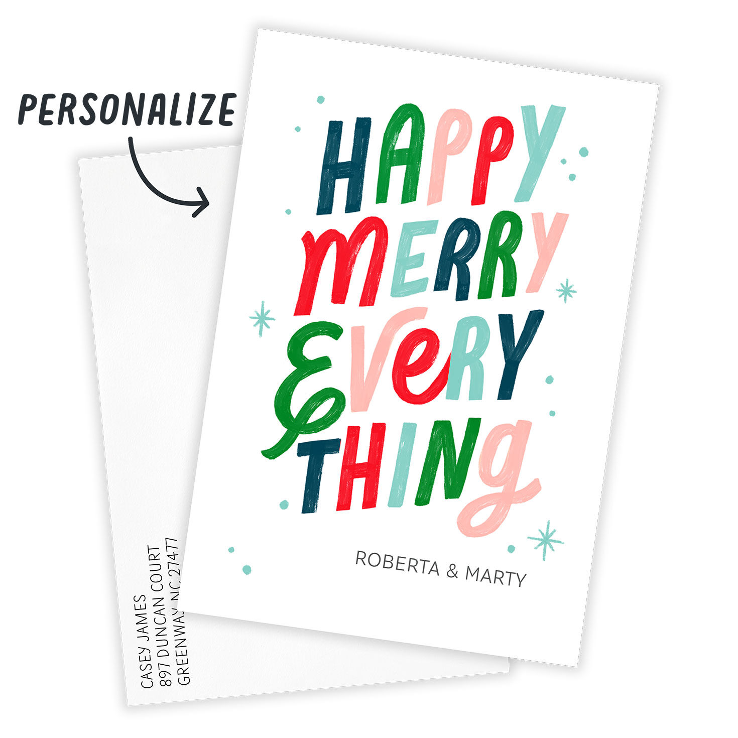 Happy Merry Everything Flat Holiday Photo Card, , large image number 2