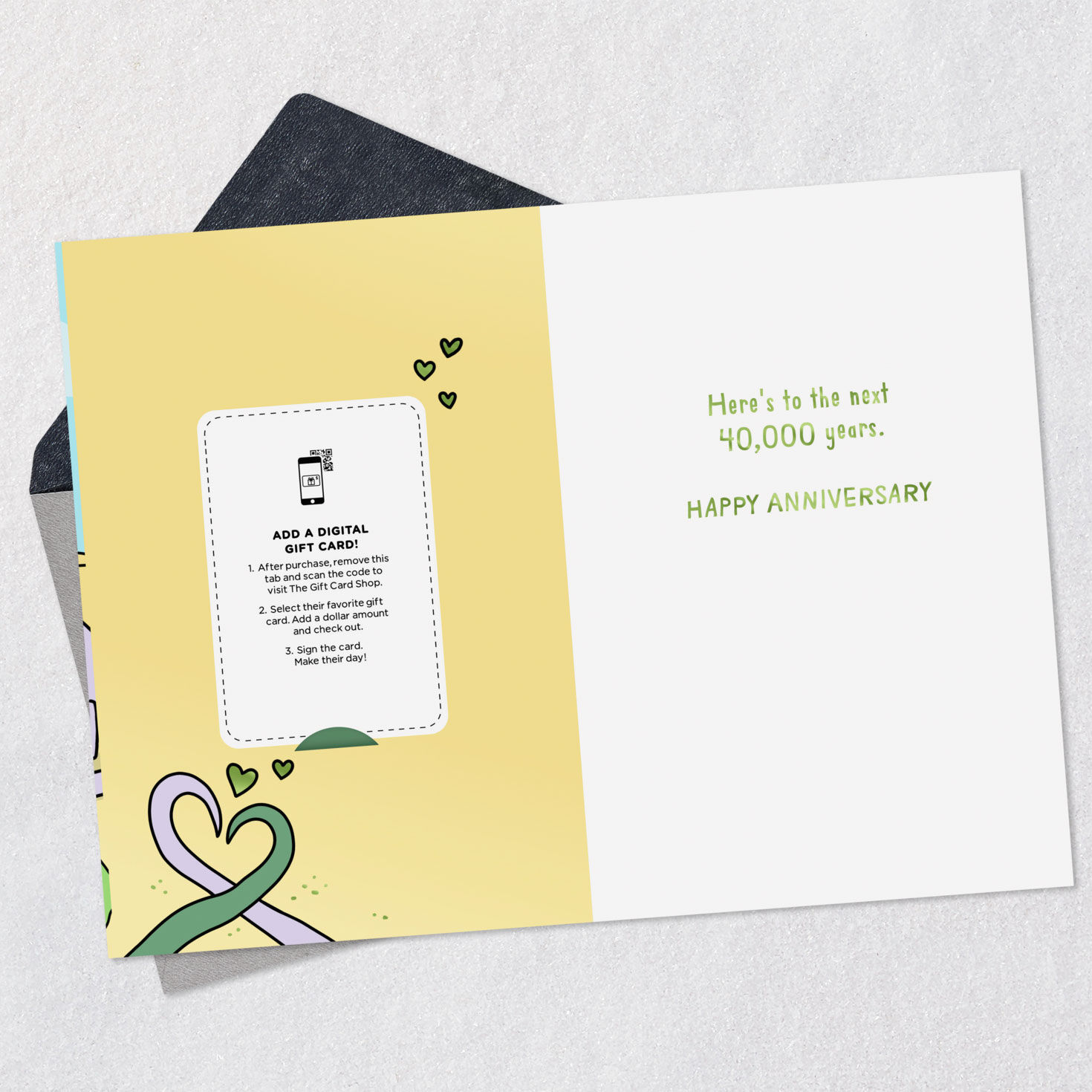 Hugging Dinosaurs Gift Card Greeting Funny Anniversary Card, , large image number 3
