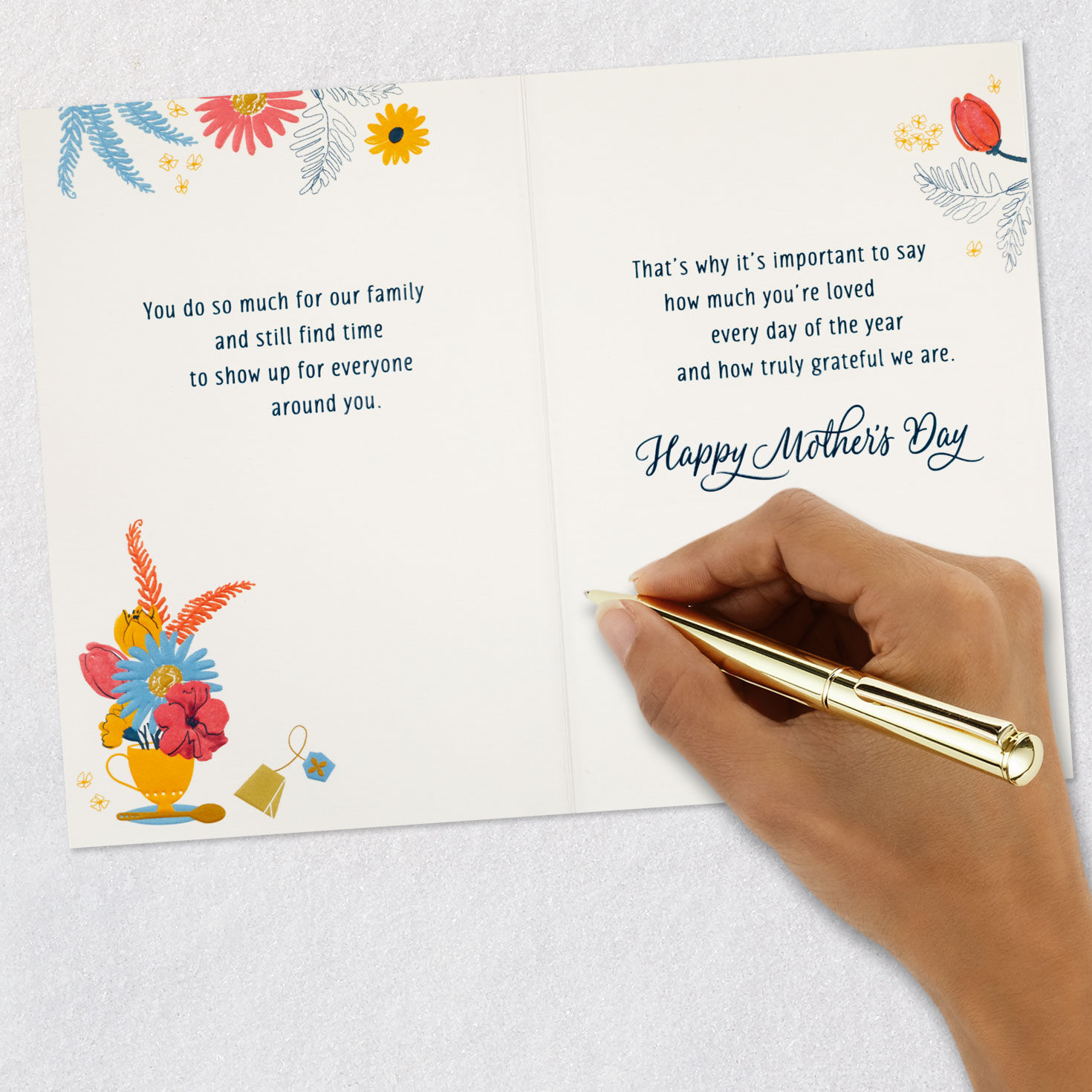 Flowers in Teapot Mom Mother's Day Card Signing card image number 7