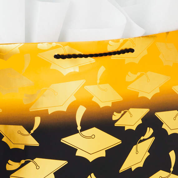 13" Mortarboards on Ombré Large Graduation Gift Bag With Tissue Paper, , large image number 4