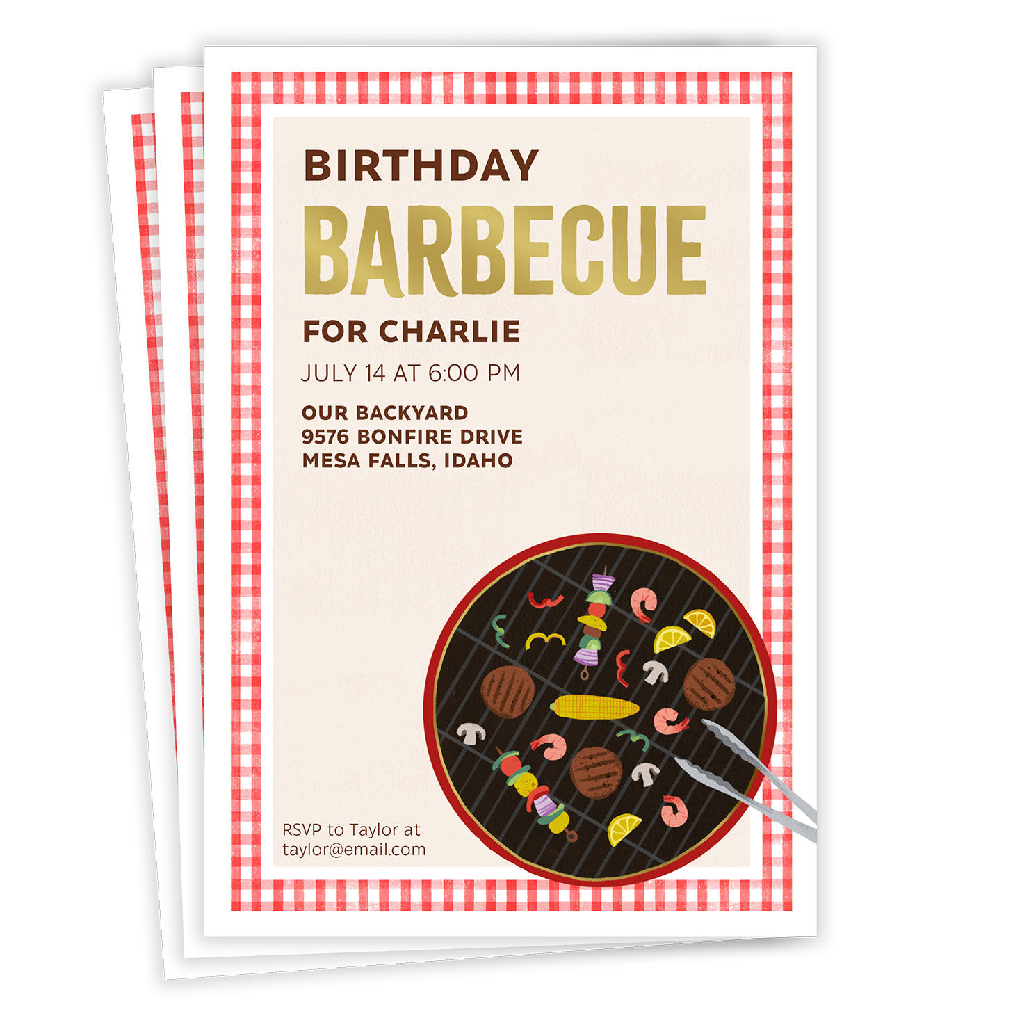 Classic Barbecue Flat Birthday Invitation
