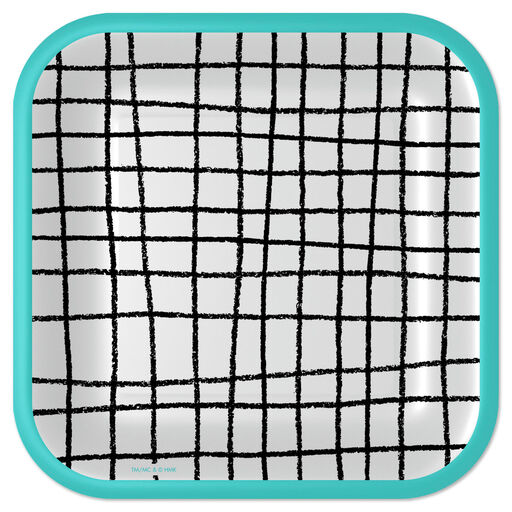 Black and White Grid Square Dessert Plates, Set of 8, 