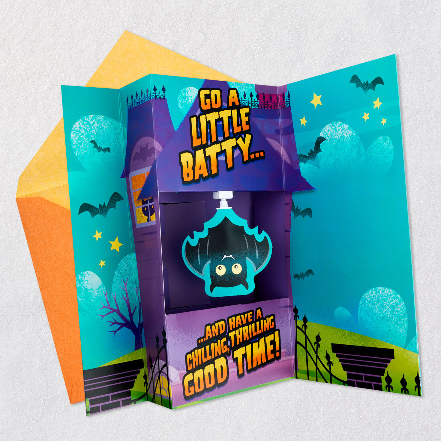 Haunted House Funny Musical Pop-Up Halloween Card With Spinning Bat for only USD 10.99 | Hallmark