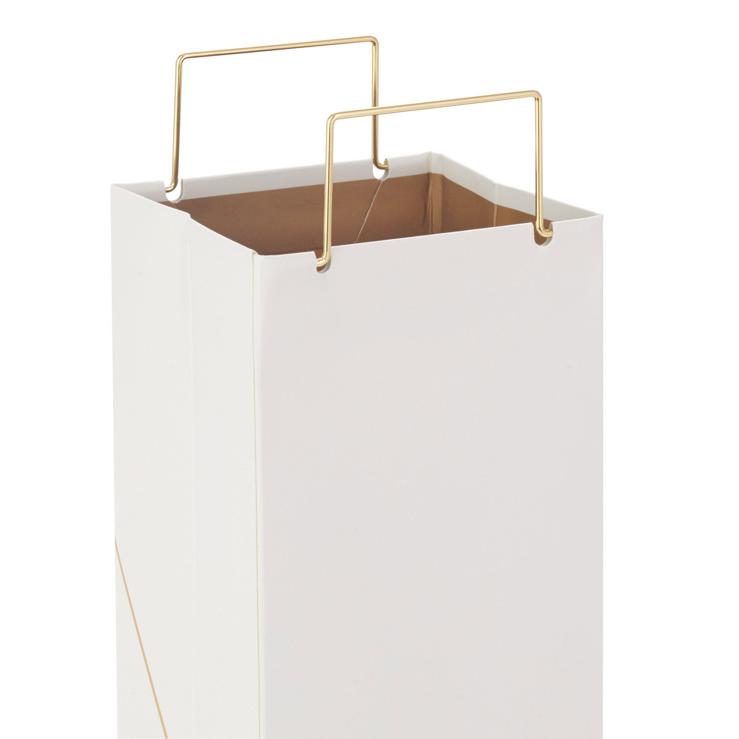 White Wine Bag With Lines of Gold Handle Detail image number 3