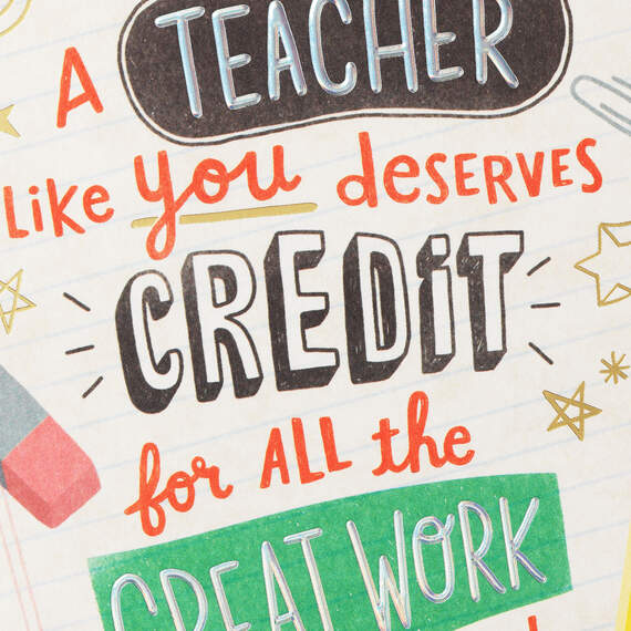 You Deserve Extra Credit Thank-You Card for Teacher, , large image number 4