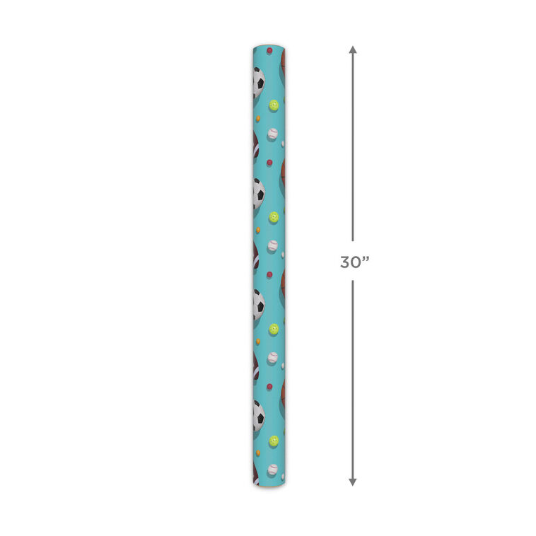 Sports Balls on Blue Wrapping Paper, 20 sq. ft., , large image number 5