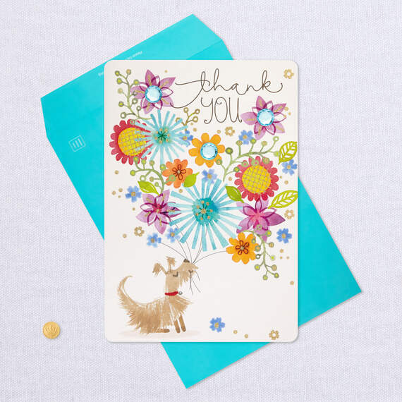 16" Dog With Flowers Jumbo Thank-You Card, , large image number 5