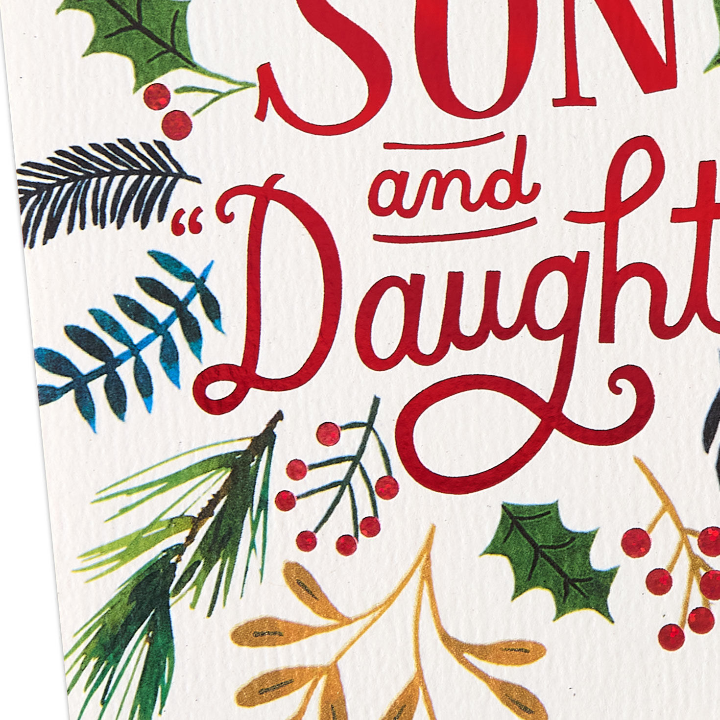 Holiday Greenery Son and Daughter-in-Law Christmas Card Card Front Detail image number 5