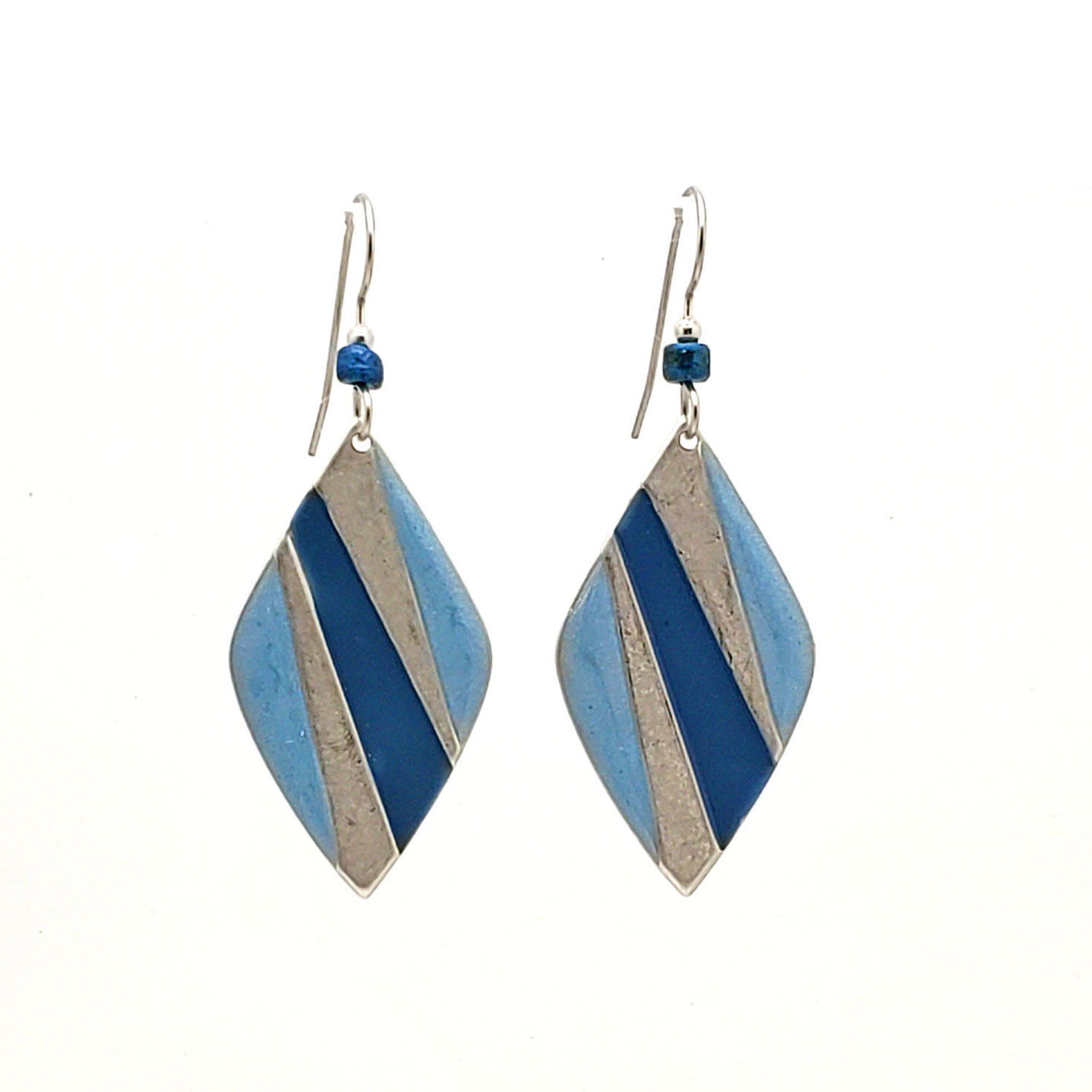 Silver Forest Soft Diamond Silver and Denim Drop Earrings