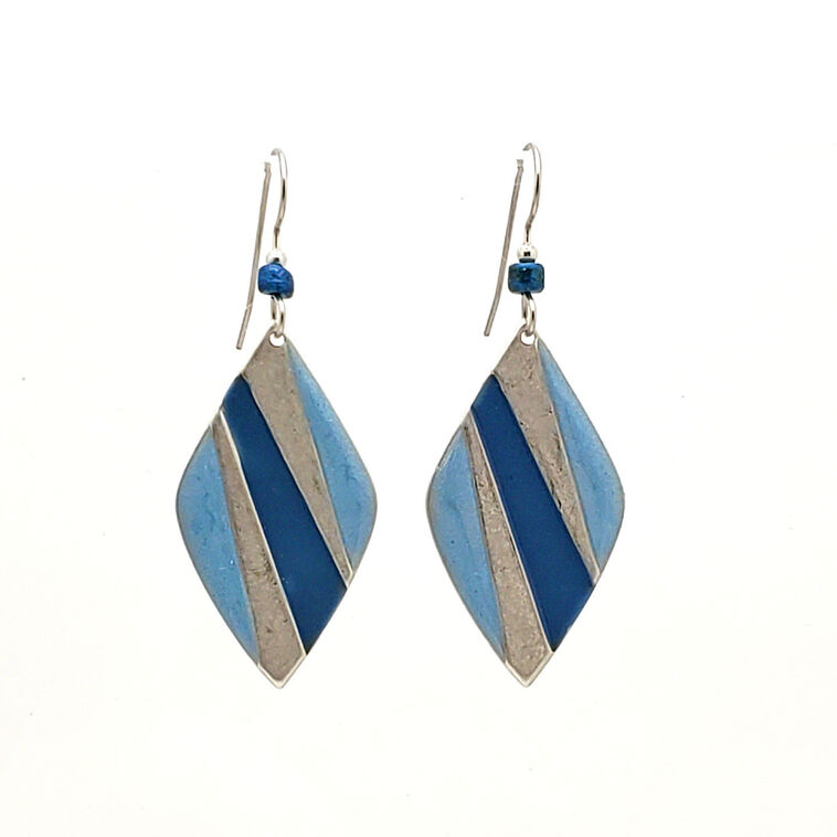 Silver Forest Soft Diamond Silver and Denim Drop Earrings