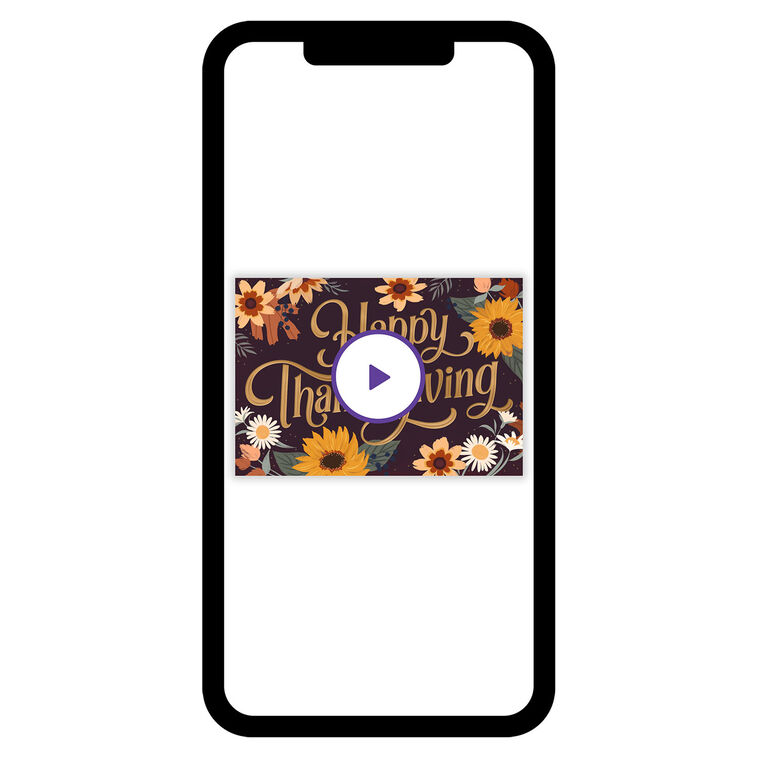 Fall Flowers Border Personalized Thanksgiving Card phone with card front image number 1
