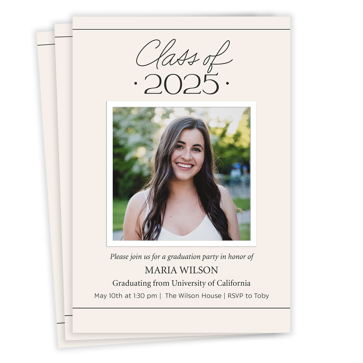 Sophisticated Simplicity Class of 2025 Graduation Invitation