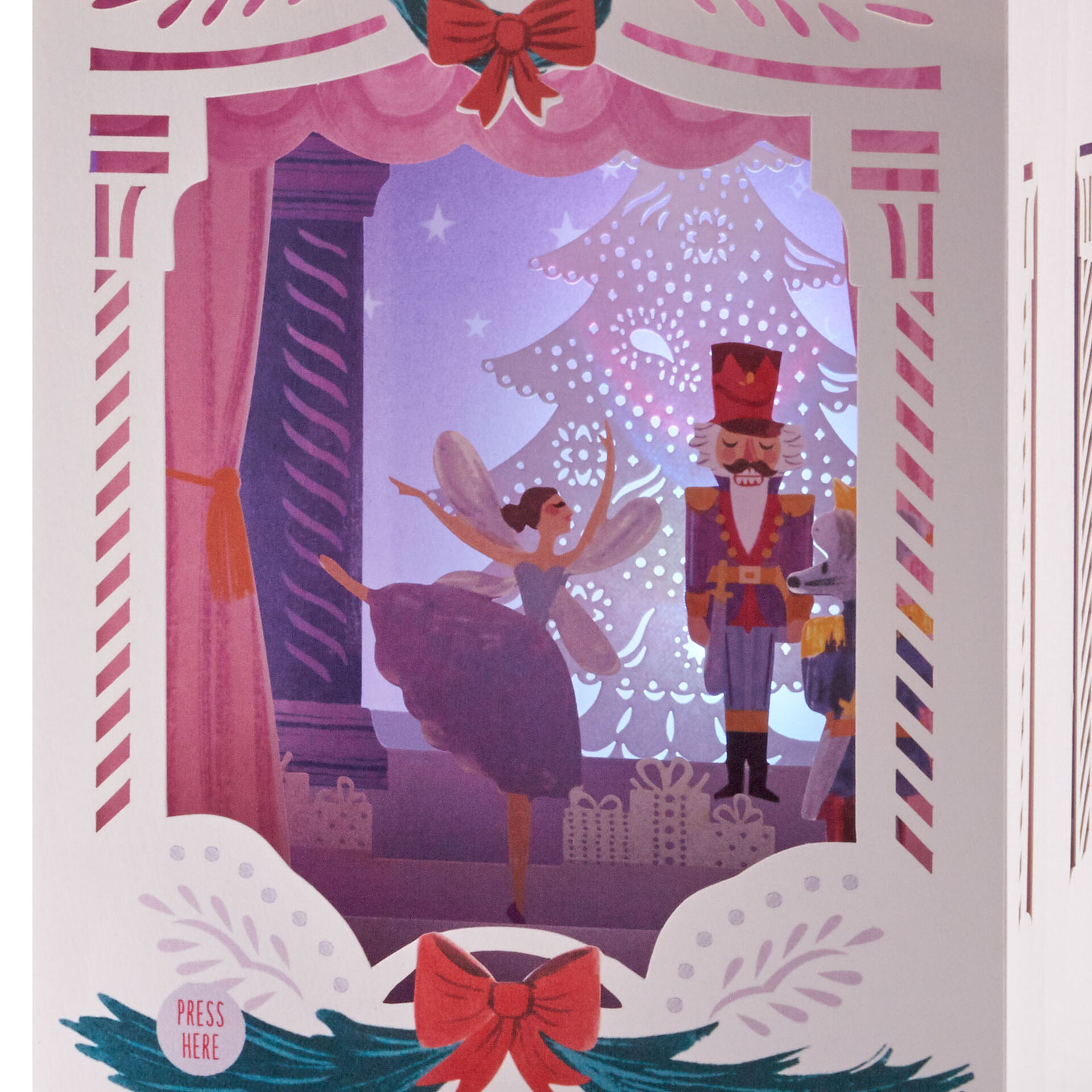 Nutcracker Musical 3D Pop-Up Christmas Card With Light - Greeting Cards