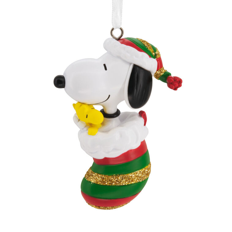 Peanuts® Snoopy and Woodstock in Stocking Hallmark Ornament