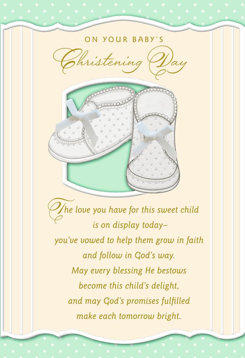 Baby Booties With Bows Christening Card
