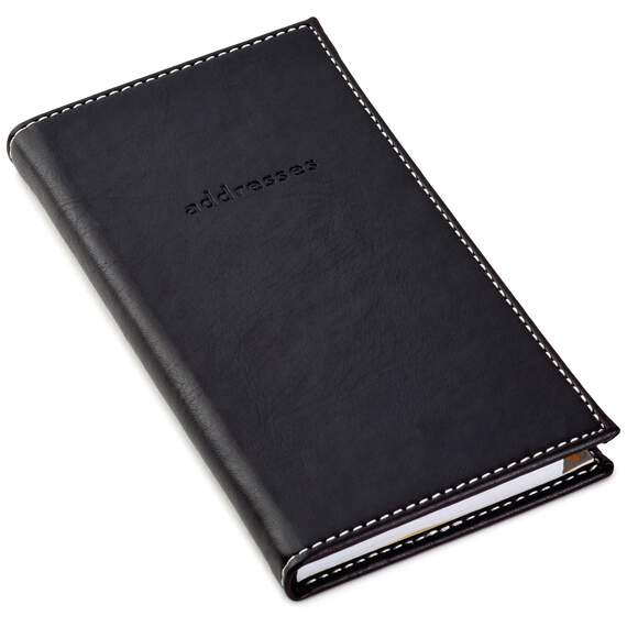 Black Faux Leather Slim Address Book