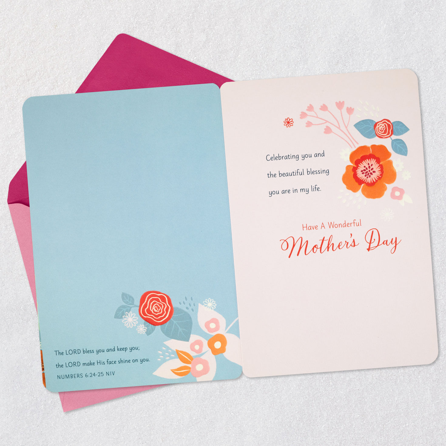 Beautiful Flowers Religious Mother's Day Card Open card with envelope image number 4