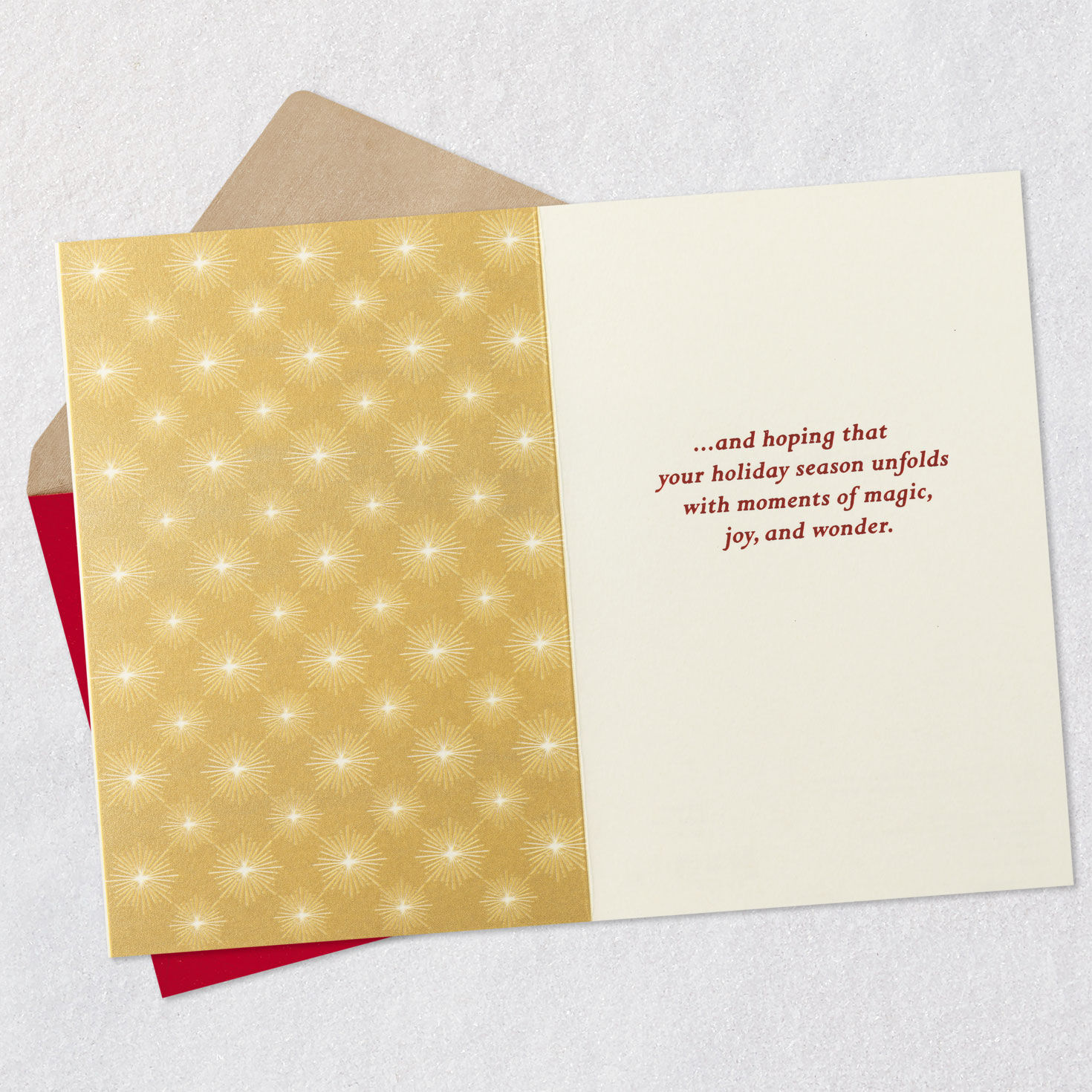 Gold and Silver Birds and Holly Christmas Card Open card with envelope image number 3