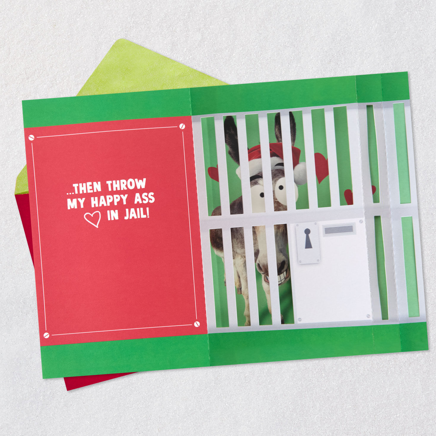 Happy Donkey Love Christmas Card Open card with envelope image number 4