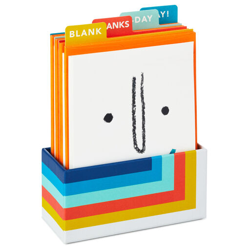 Colorful Fun Assorted Blank Note Cards in Caddy, Pack of 24, 