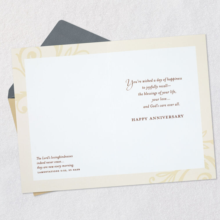 Painted Cream and Pink Flowers Anniversary Card  image number 4