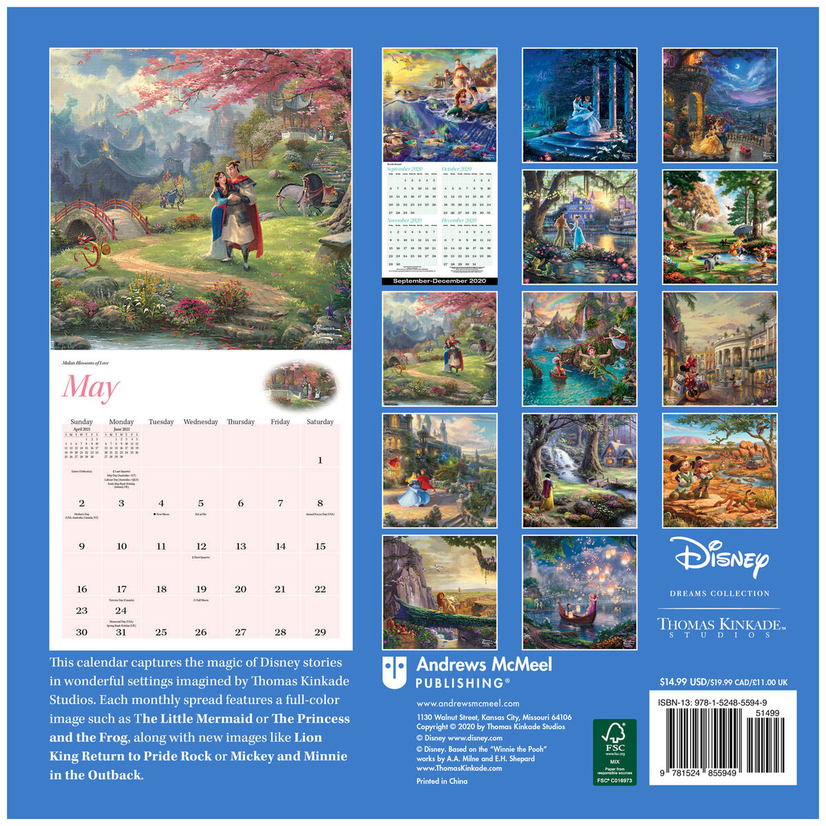 Thomas Kinkade Disney Dreams Collection 2021 Wall Calendar, 16Month