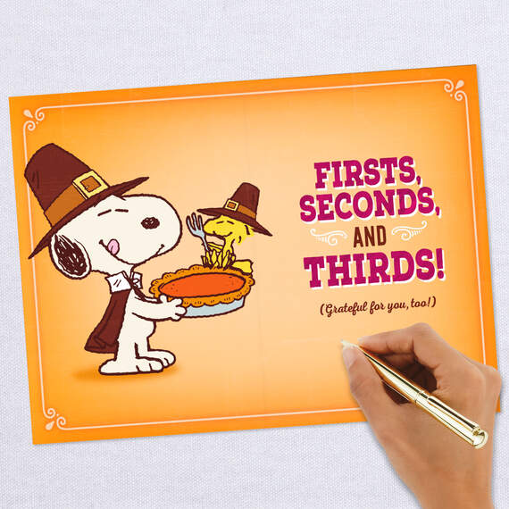 Peanuts® Snoopy and Woodstock Grateful Pilgrims Thanksgiving Card, , large image number 6