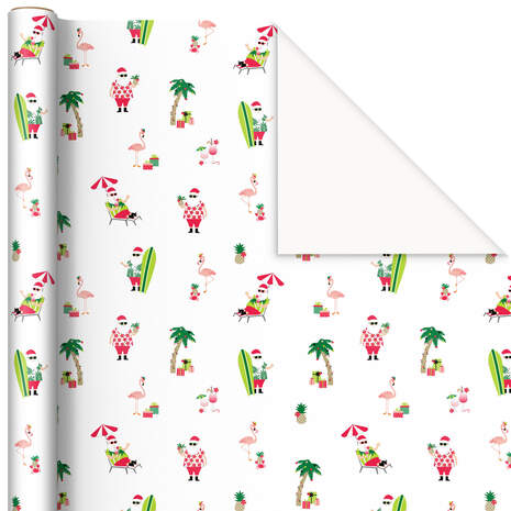 Tropical Santa Christmas Wrapping Paper, 45 sq. ft., , large