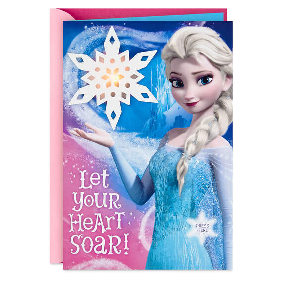 Disney Frozen Elsa Snowflake Musical Birthday Card With Light, , large image number 1