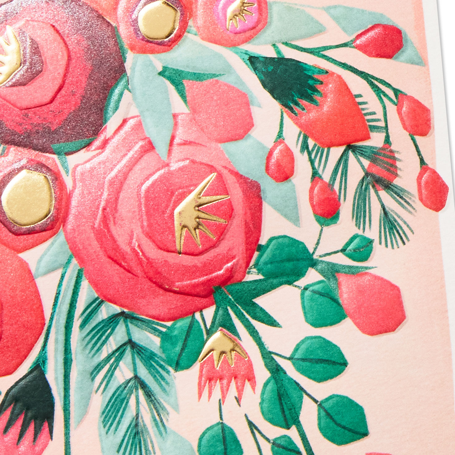 Pink Flowers and Hearts Sister Christmas Card Card Front Detail image number 5