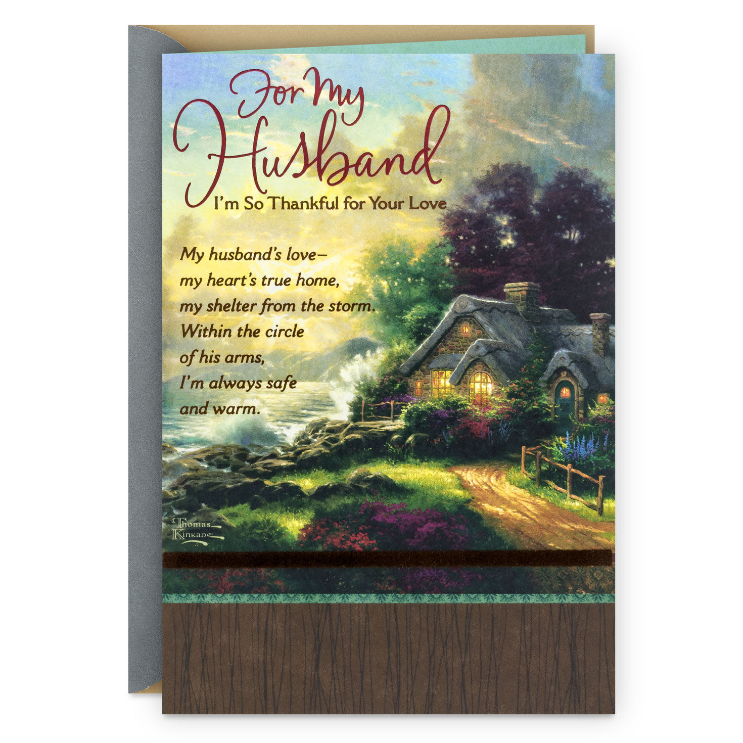 Thomas Kinkade My Heart Is at Home with You Father's Day Card for Husband