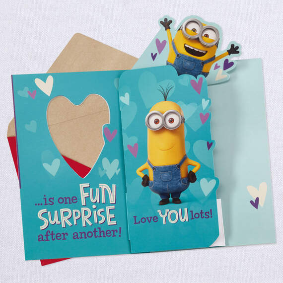 Minions Fun Surprise Pop-Up Valentine's Day Card for Grandson, , large image number 4