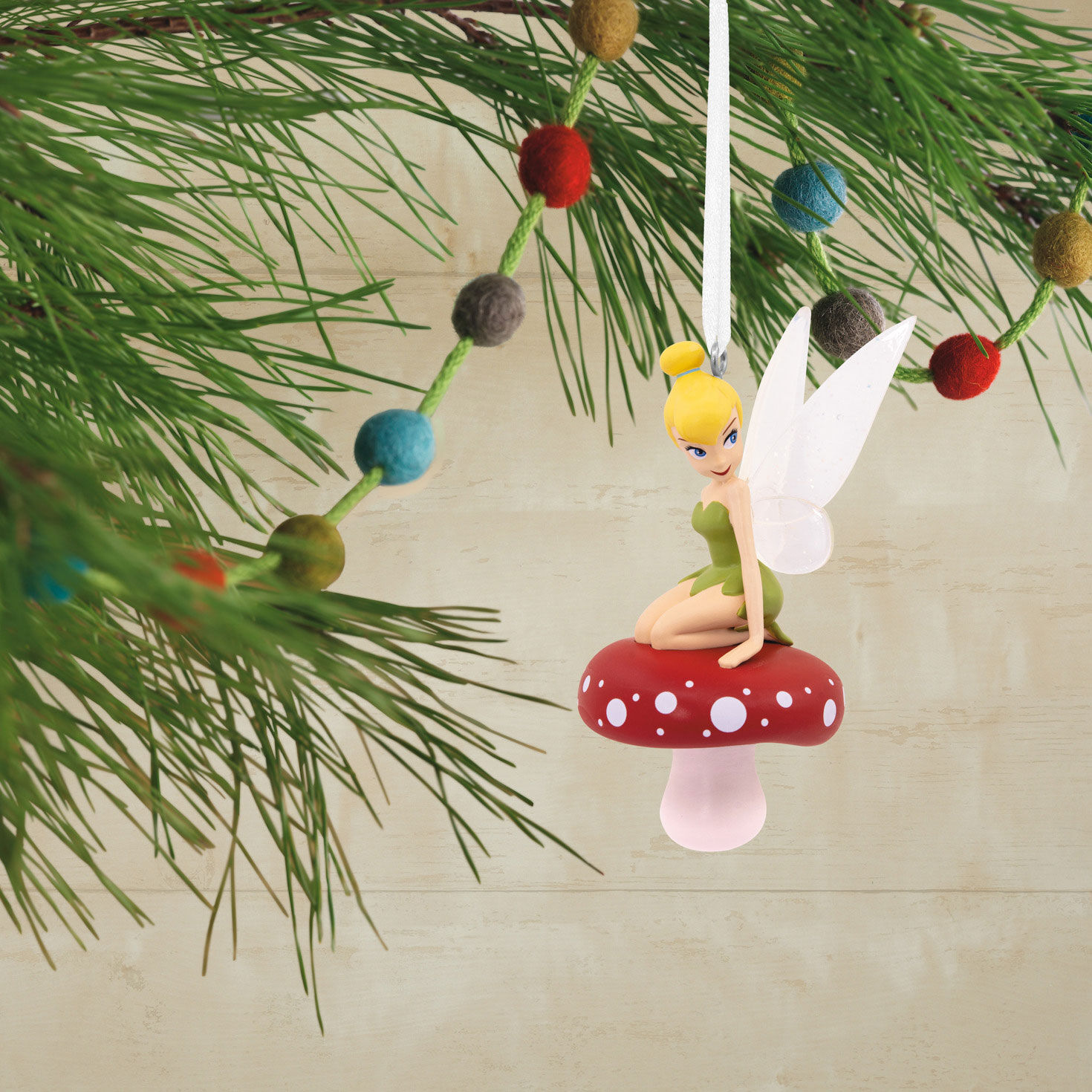 Disney Tinker Bell on Mushroom Hallmark Ornament - Hallmark