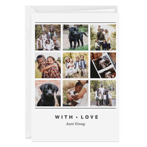 Personalized Lines on White Photo Collage Photo Card, 