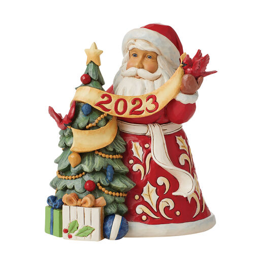 Jim Shore Dated 2023 Santa and Christmas Tree Figurine, 7.2", 