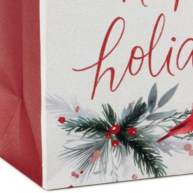 Happy Holidays on White Small Gift Bag Base/Side Detail image number 5